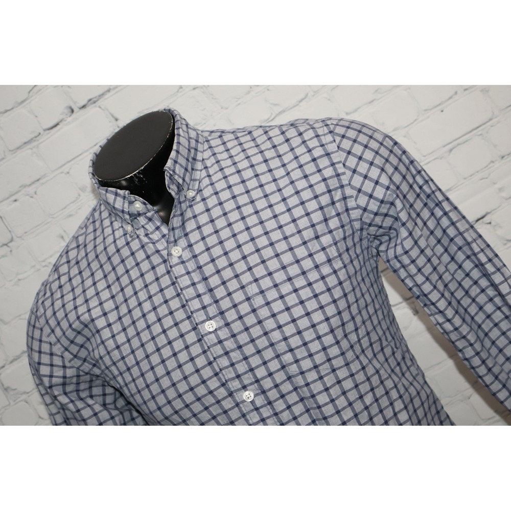 J Crew Button Down Dress Shirt Mens Medium Blue Plaid Slim Fit Cotton